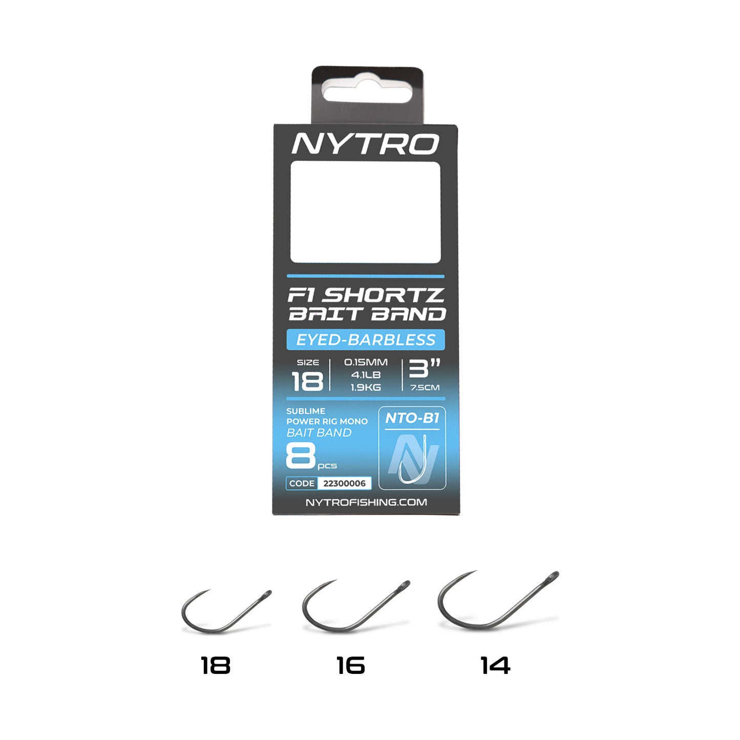NYTRO-B1 BARBLESS F1 SHORTZ LATEX BAIT BAND READY TIED RIGS