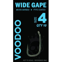 VOODOO TACKLE WIDE GAPE HOOKS (4,6,8 &10) BARBLESS OR MICRO BARBED
