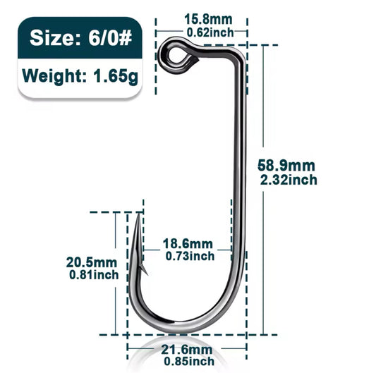 6/0 Jig Hook for Salt Water (Pack of 10 hooks)