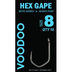 VOODOO TACKLE HEX GAPE HOOKS (4,6 & 8)  MICRO BARBED
