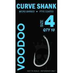VOODOO TACKLE CURVED SHANK HOOKS (4,6,8 & 10) BARBLESS OR MICRO BARBED