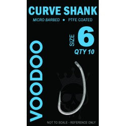 VOODOO TACKLE CURVED SHANK HOOKS (4,6,8 & 10) BARBLESS OR MICRO BARBED