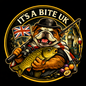 8cm Round It’s A Bite UK English Bulldog Sticker