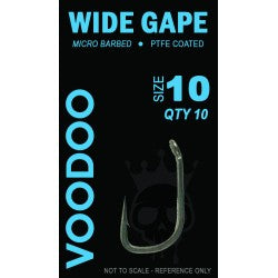 VOODOO TACKLE WIDE GAPE HOOKS (4,6,8 &10) BARBLESS OR MICRO BARBED