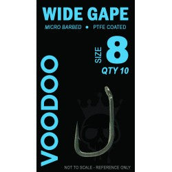 VOODOO TACKLE WIDE GAPE HOOKS (4,6,8 &10) BARBLESS OR MICRO BARBED